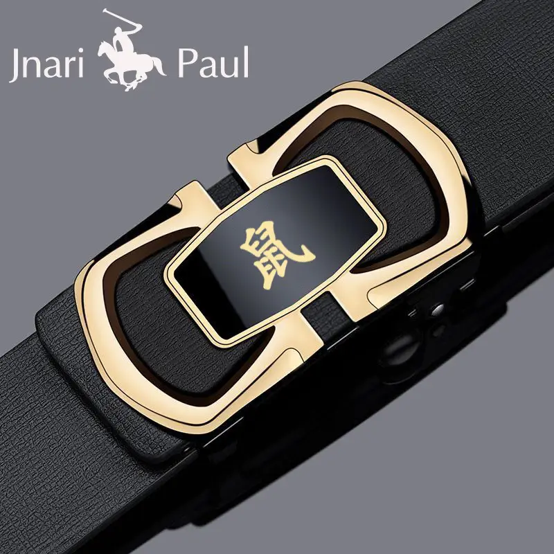 Men's Genuine Leather Zodiac Belt with Gold Plated Face