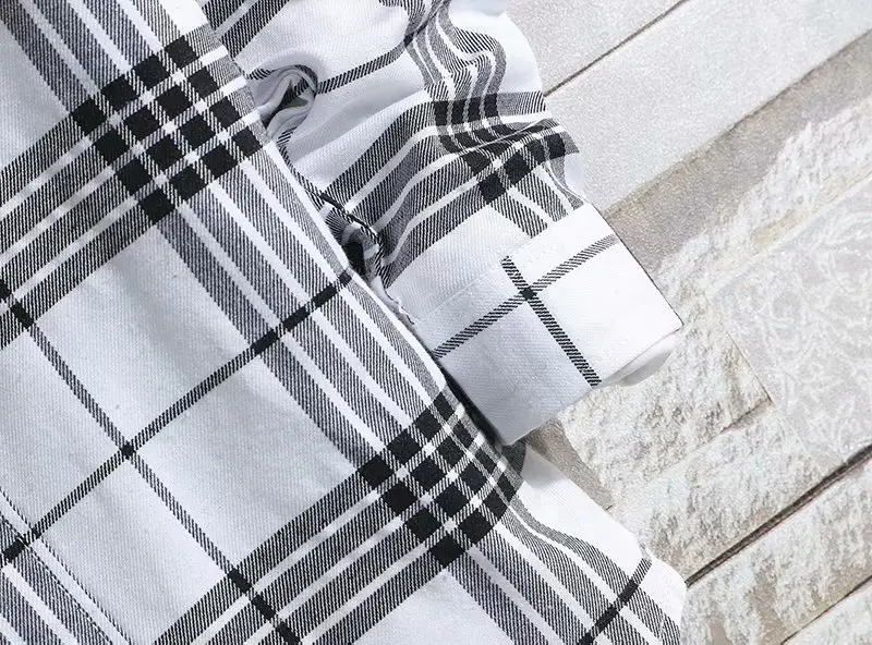 Men's Plaid Long Sleeve Shirt Black Gray Plus Size — feature 37