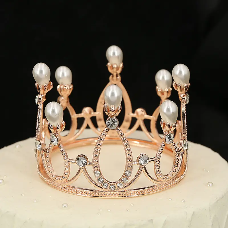 Golden Pearl Crown for Kids & Baking Decor