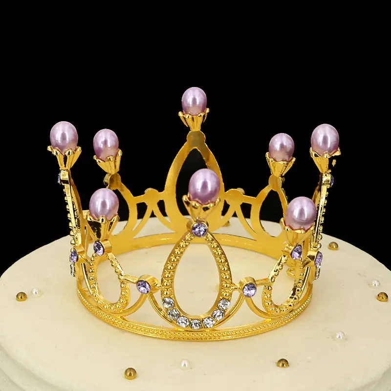 Golden Pearl Crown for Kids & Baking Decor