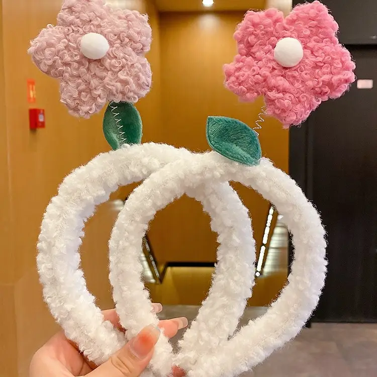 Lamb Wool Flower Headband for Women Autumn Winter - Image 11