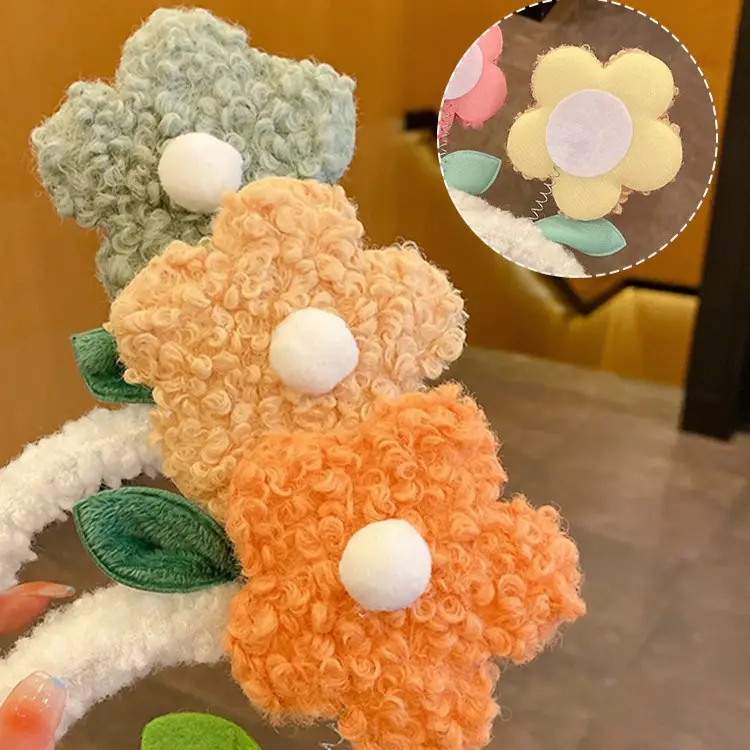 Lamb Wool Flower Headband for Women Autumn Winter - Image 12