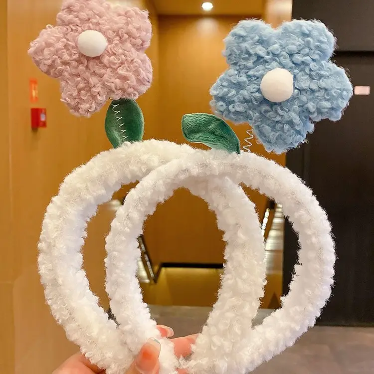 Lamb Wool Flower Headband for Women Autumn Winter - Image 13