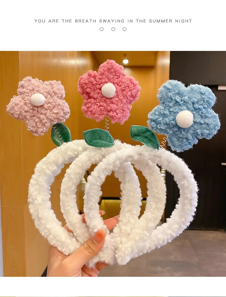 Lamb Wool Flower Headband for Women Autumn Winter — feature 8
