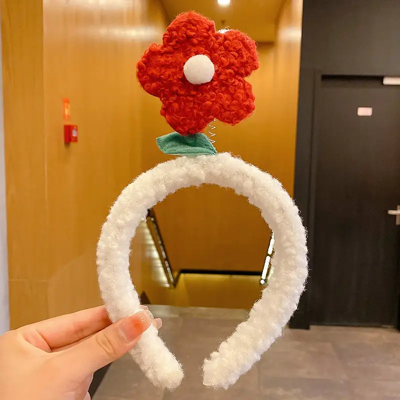 Lamb Wool Flower Headband for Women Autumn Winter - Image 4