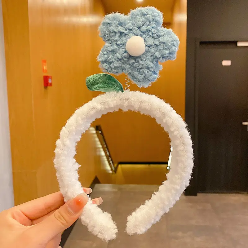 Lamb Wool Flower Headband for Women Autumn Winter - Image 9