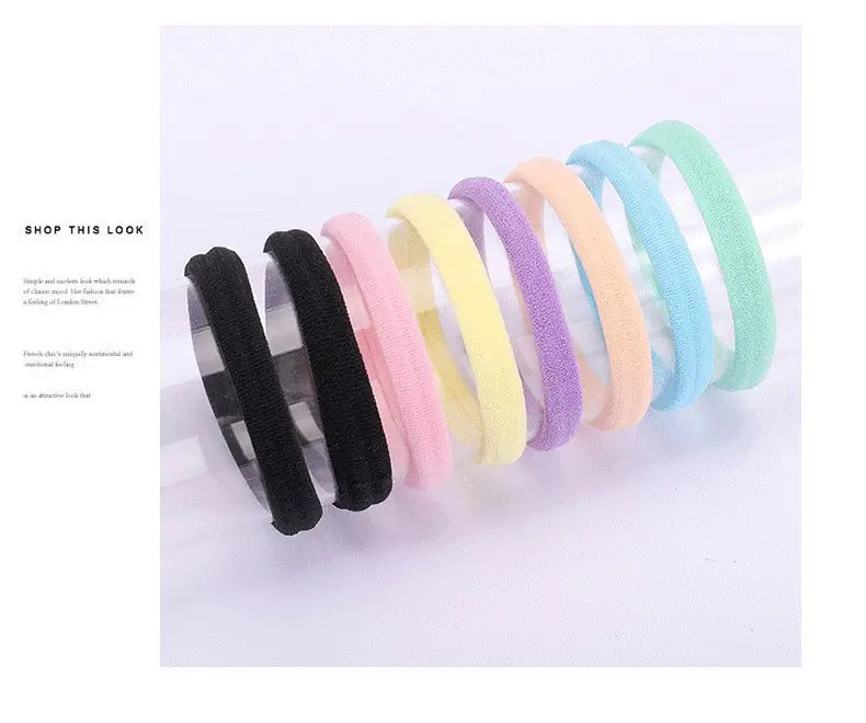 Women's Thick Elastic Hair Rope Black Multi Color — feature 10