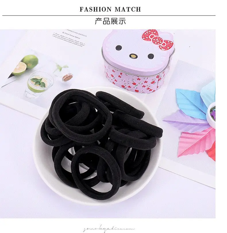 Women's Thick Elastic Hair Rope Black Multi Color — feature 8