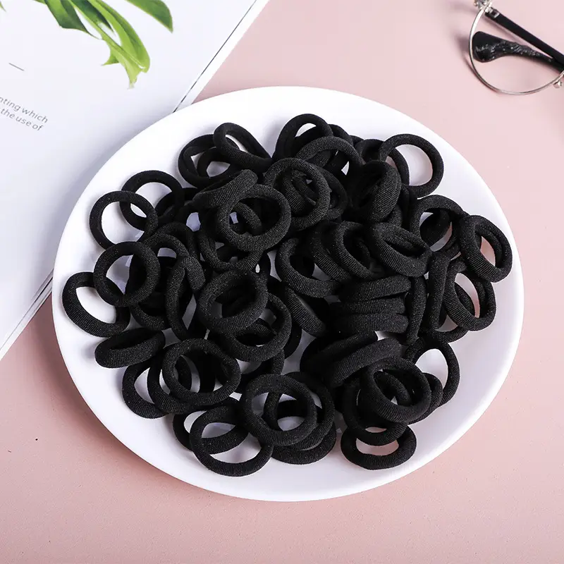 Women's Thick Elastic Hair Rope Black Multi Color