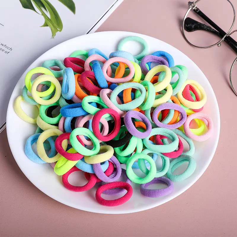 Women's Thick Elastic Hair Rope Black Multi Color