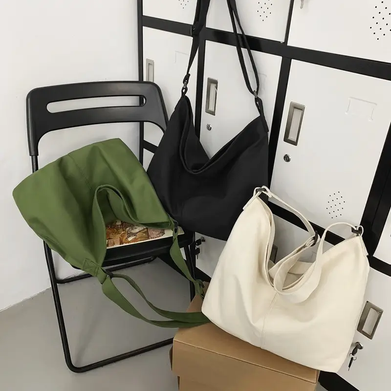 Green Canvas Crossbody Bag for Women College Student Large Capacity - Image 2