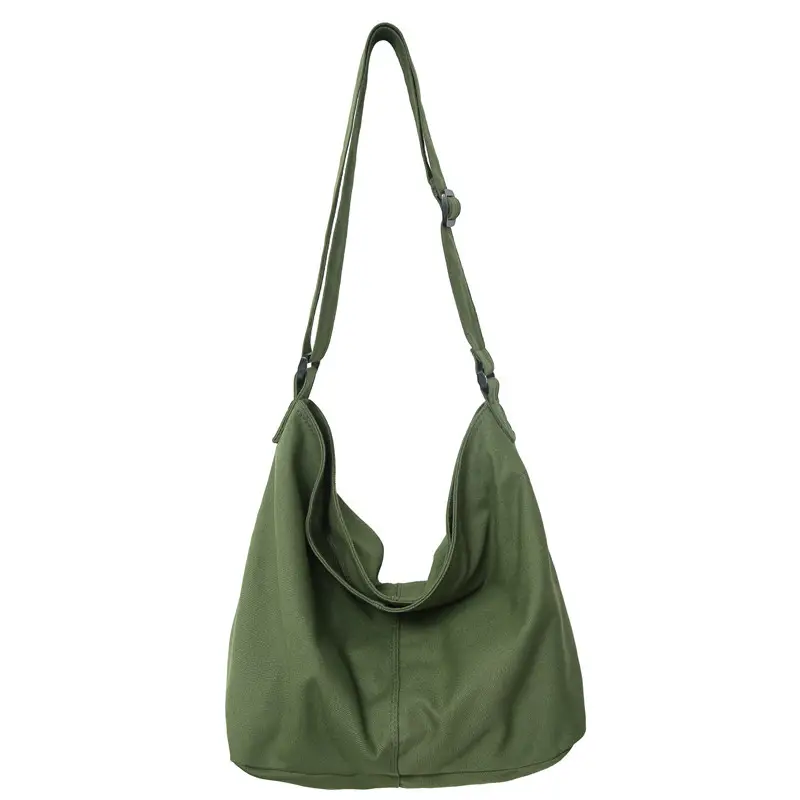 Green Canvas Crossbody Bag for Women College Student Large Capacity - Image 5