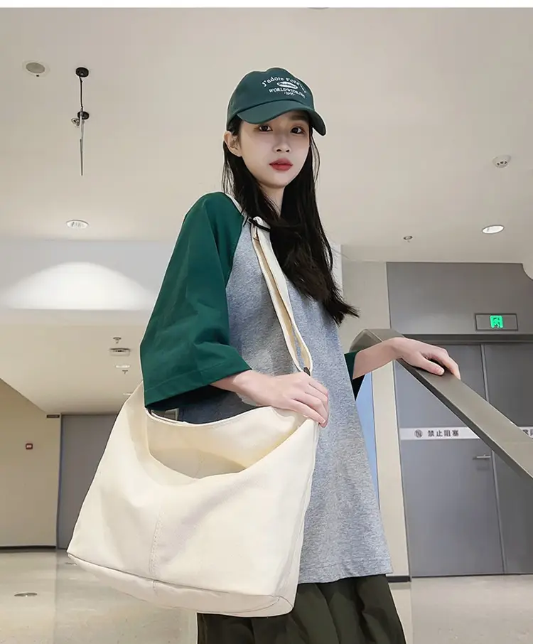 Green Canvas Crossbody Bag for Women College Student Large Capacity — feature 2