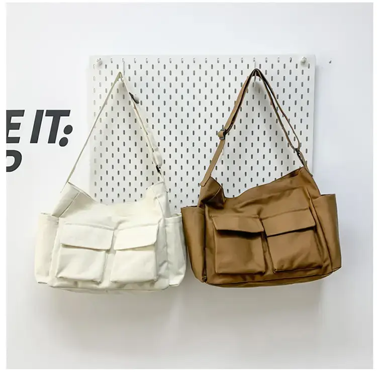 Women's Black Canvas Crossbody Bag with 5 Pockets — feature 29