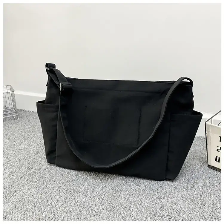 Women's Black Canvas Crossbody Bag with 5 Pockets — feature 35