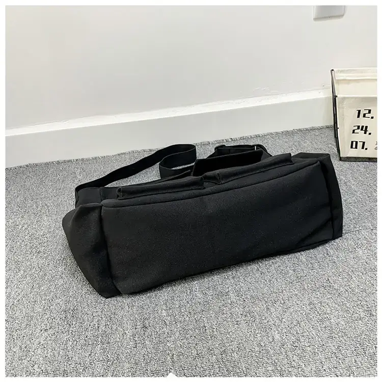 Women's Black Canvas Crossbody Bag with 5 Pockets — feature 36