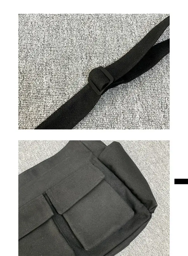 Women's Black Canvas Crossbody Bag with 5 Pockets — feature 38