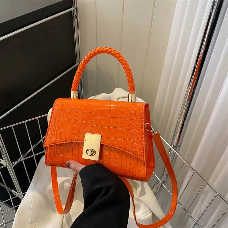 Black Croc Leather Shoulder Bag for Women 2023 - Image 7