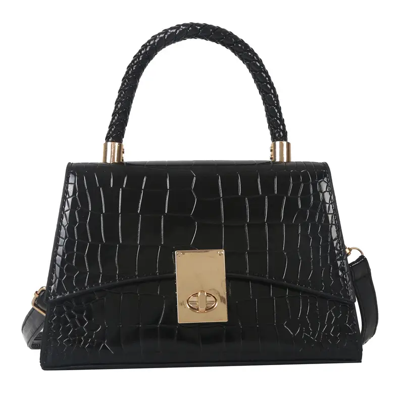 Black Croc Leather Shoulder Bag for Women 2023 - Image 10