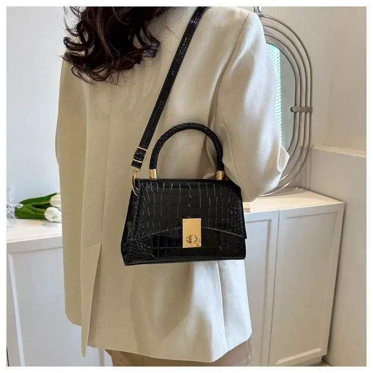 Black Croc Leather Shoulder Bag for Women 2023 — feature 14