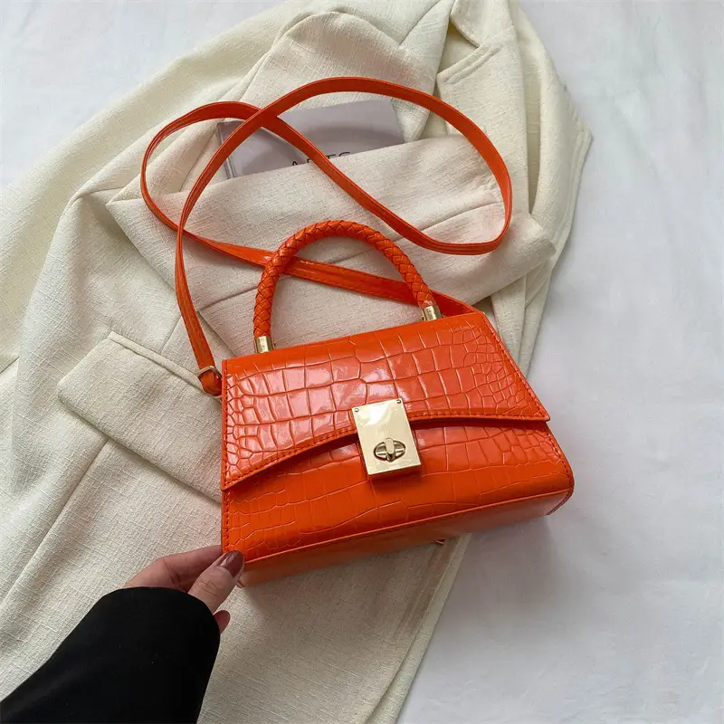 Black Croc Leather Shoulder Bag for Women 2023 - Image 4