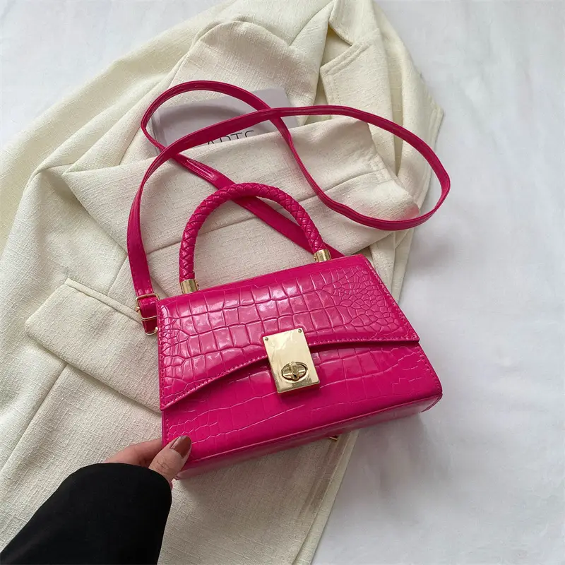 Black Croc Leather Shoulder Bag for Women 2023 - Image 5
