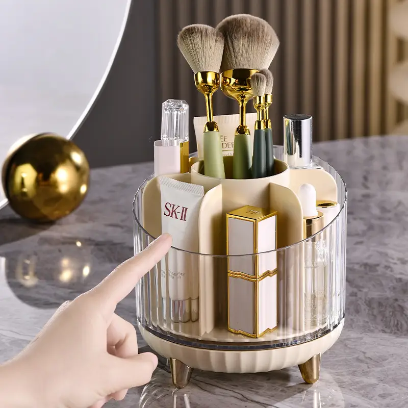 Rotating Makeup Brush Storage Box with Legs