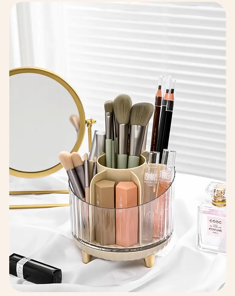 Rotating Makeup Brush Storage Box with Legs — feature 36