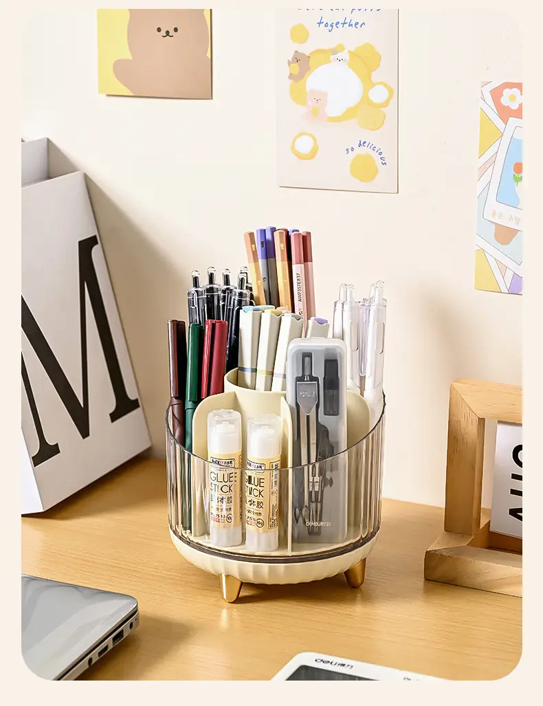 Rotating Makeup Brush Storage Box with Legs — feature 37