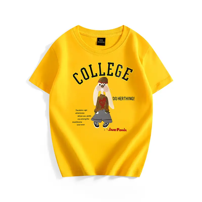 Girls College Print Green T-Shirt Medium - Image 4