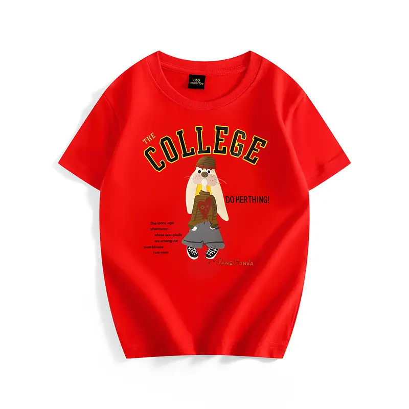 Girls College Print Green T-Shirt Medium - Image 3