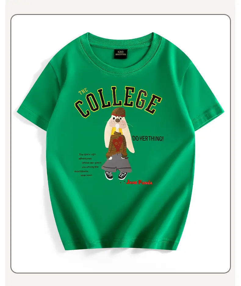 Girls College Print Green T-Shirt Medium — feature 36