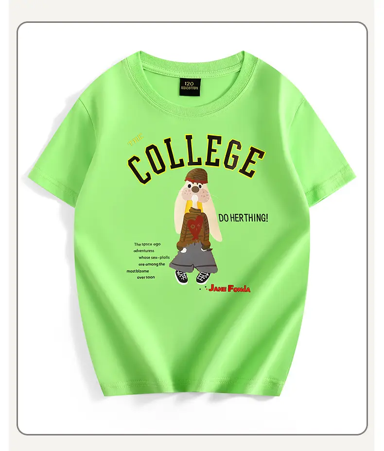 Girls College Print Green T-Shirt Medium — feature 42