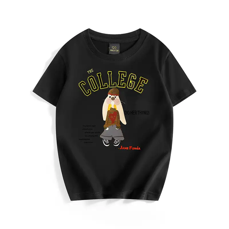 Girls College Print Green T-Shirt Medium - Image 2