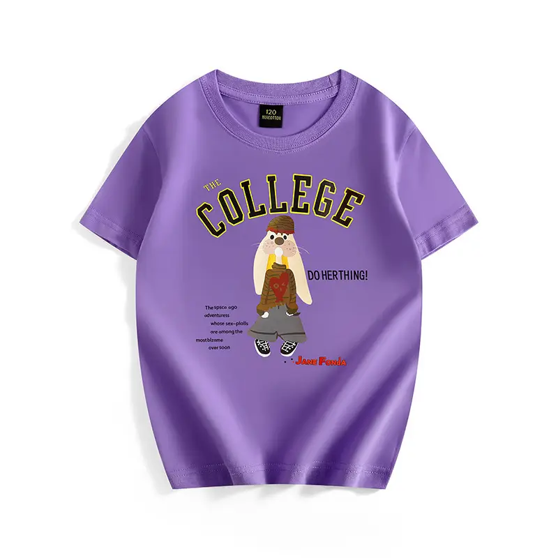 Girls College Print Green T-Shirt Medium - Image 7