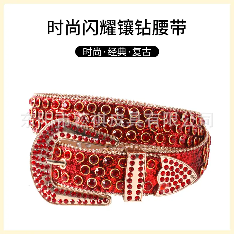Women Belt with Rhinestones and Buckle - Image 33
