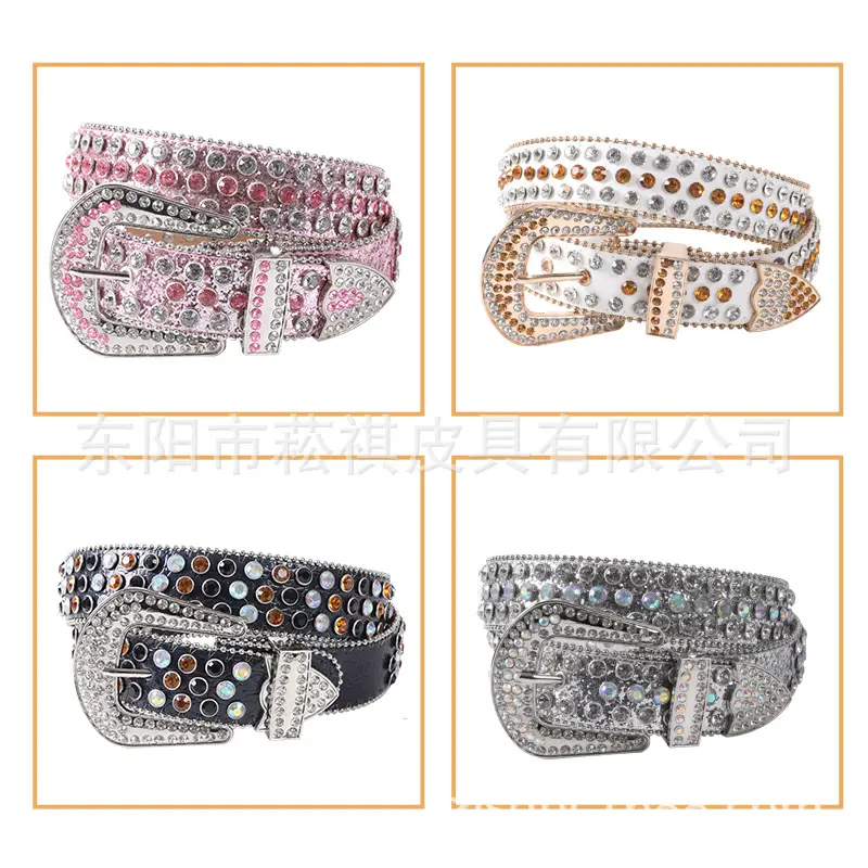 Women Belt with Rhinestones and Buckle - Image 34