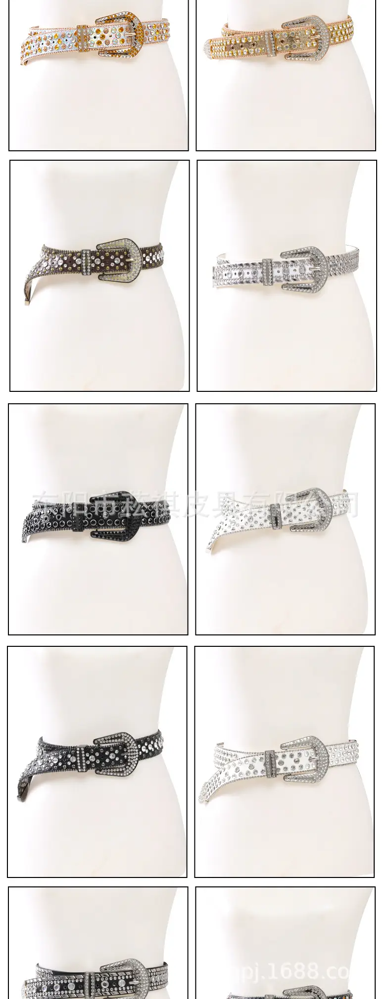 Women Belt with Rhinestones and Buckle — feature 11