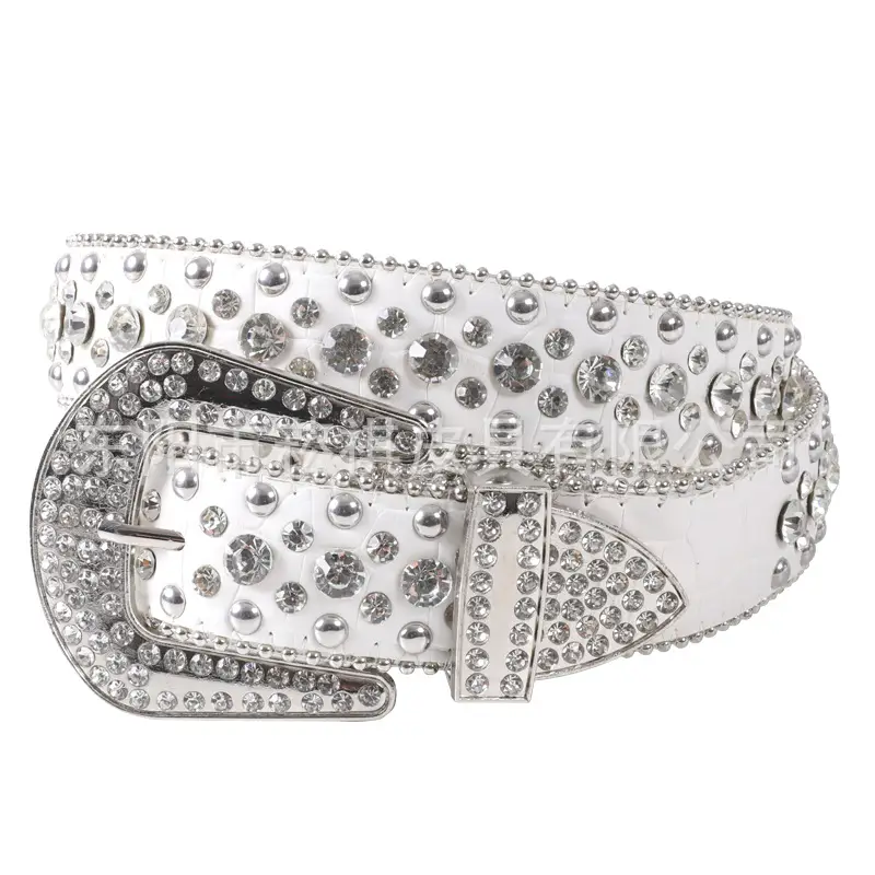 Women Belt with Rhinestones and Buckle - Image 3