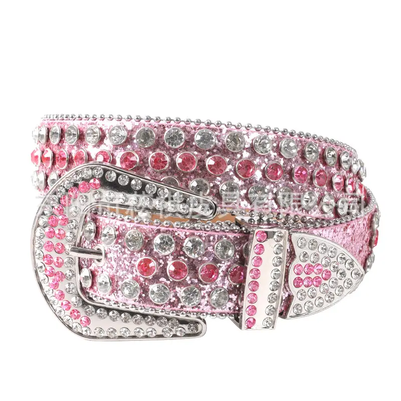 Women Belt with Rhinestones and Buckle - Image 4