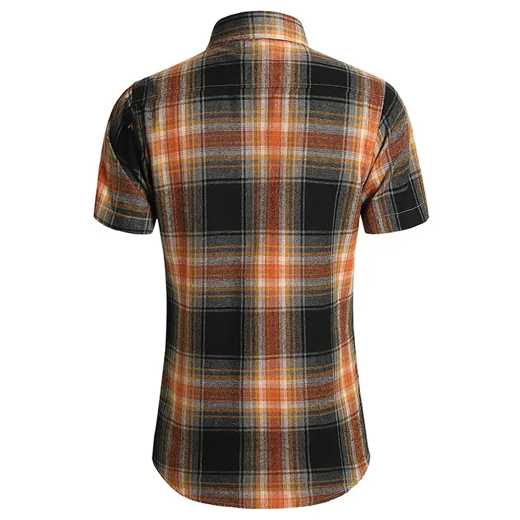 Men Plaid Short Sleeve Shirt Double Pocket Plus Size — feature 29