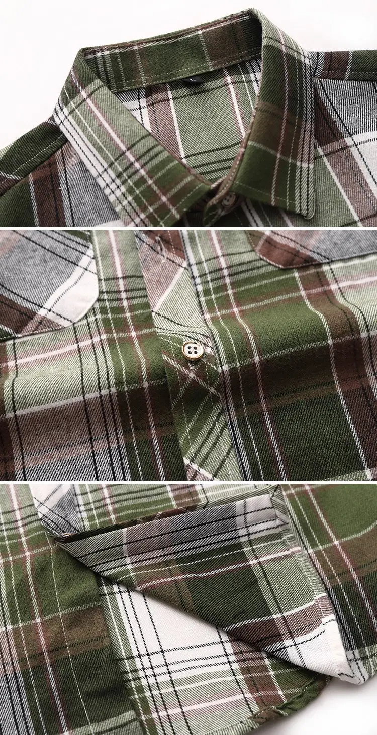 Men Plaid Short Sleeve Shirt Double Pocket Plus Size — feature 38