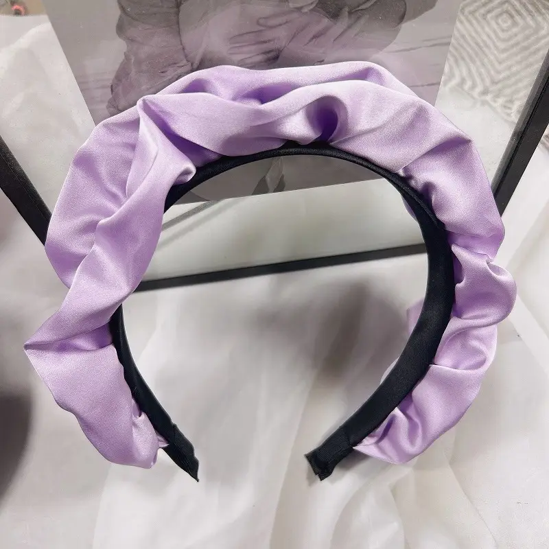 Women's Blue Pleated Cranial Headband Retro French Style — feature 11
