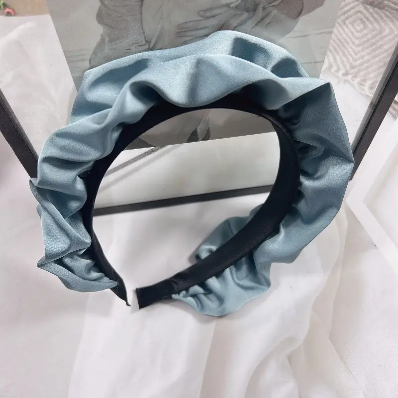 Women's Blue Pleated Cranial Headband Retro French Style - Image 6