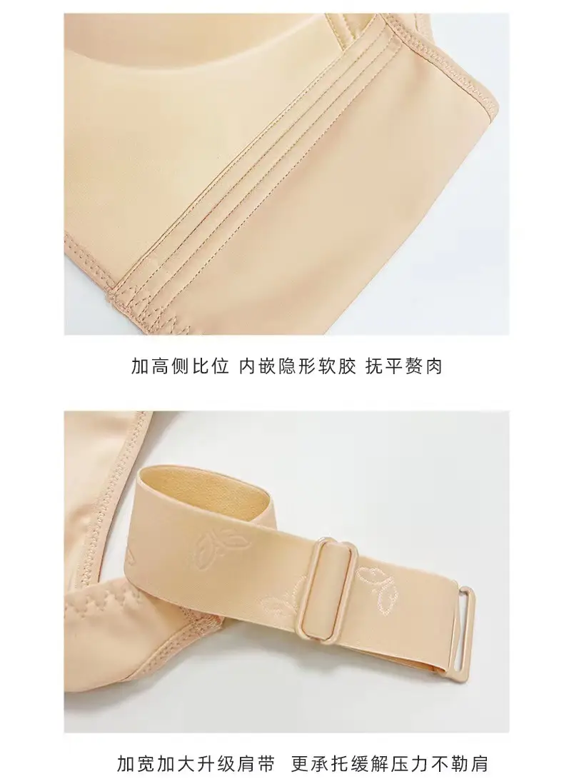 Glossless large size underwear women's fat mm300 kg rimless bra thin body shaping bra E — feature 29