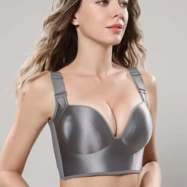 Glossless large size underwear women's fat mm300 kg rimless bra thin body shaping bra E