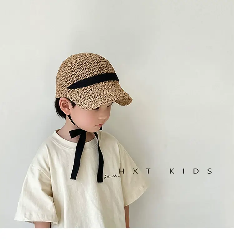 Children's Straw Sun Hat for Boys Girls Travel Cap — feature 7