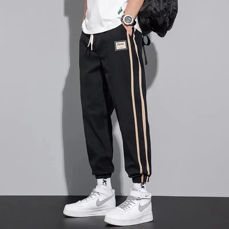 Men Grey Striped Leg Pants 2022 Korean Style - Image 6