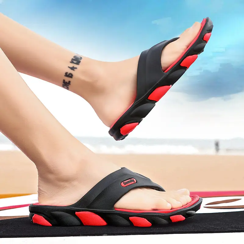 2023 Summer Cross-Border Men's Breathable Sandals Black Red