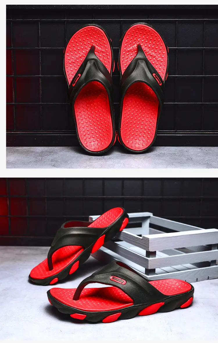 2023 Summer Cross-Border Men's Breathable Sandals Black Red — feature 12